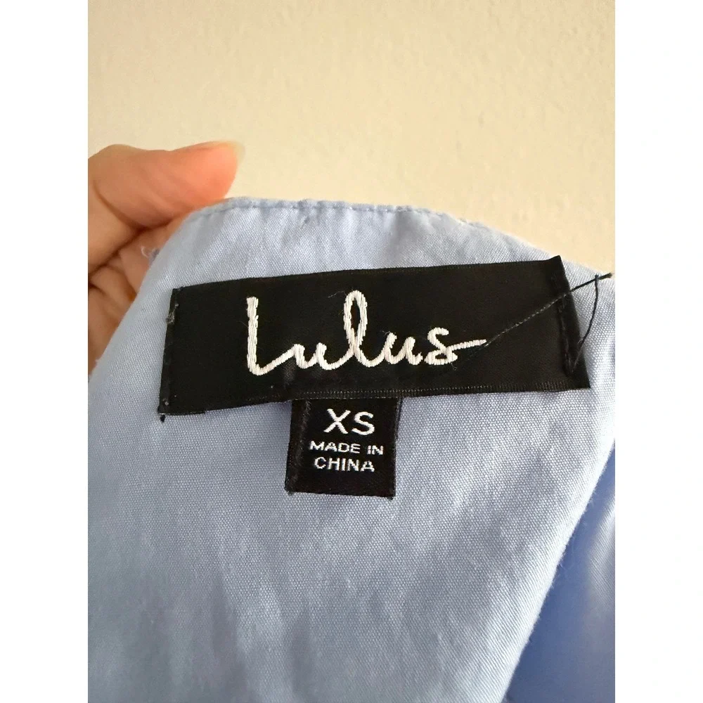 Lulus Light Blue Halter Crop Top Open Back Bow Tie XS Summer Sleeveless